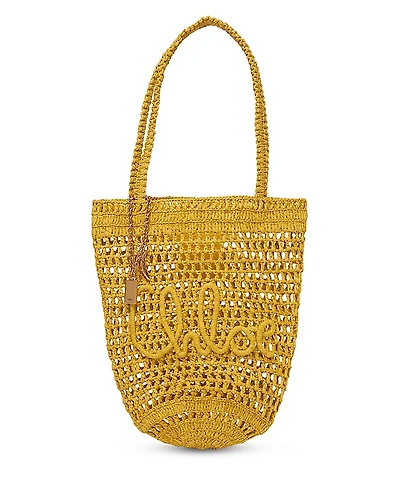 Chloe Summer Banana Raffia Small Tote