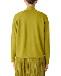 Linen Cotton Jersey High Collar Cardigan