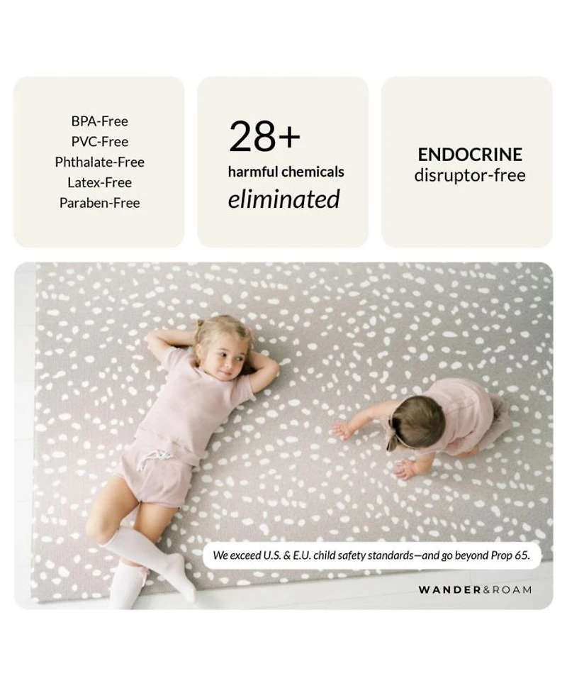 Reversible Baby Playmat - Antelope + Stripe Design – Soft, Non-Toxic Foam – Waterproof, Easy to Clean