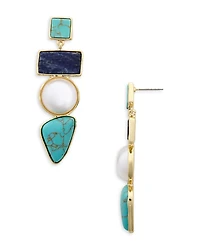 Aqua Statement Stone Linear Earrings - Exclusive