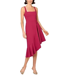Aidan Mattox Stretch Crepe Asymmetric Midi Dress