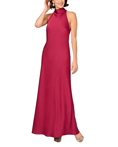 Aidan Mattox Crepe Back Satin Long Dress