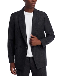 Frame Pinstripe Wool Blend Double Breasted Blazer