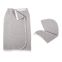 Dkny Pure Yarn Dyed Waffle Cotton Body Wrap and Hair Wrap 2-Piece Set