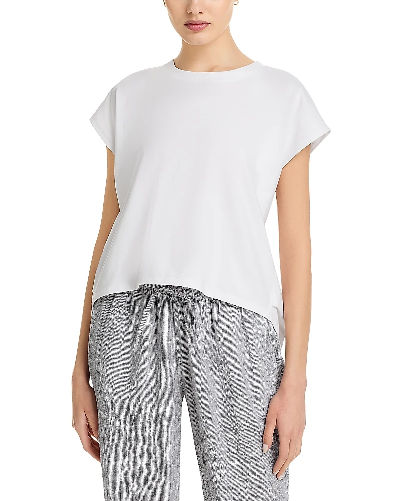 Eileen Fisher Cotton Stretch Jersey Crewneck Boxy Top