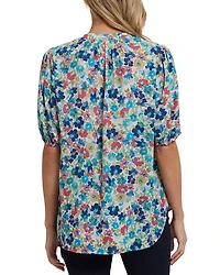 Floral Split Neck Draped Top