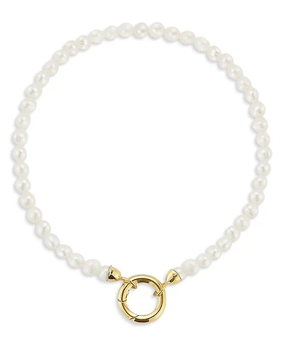 14K Yellow Gold Cultured Freshwater Pearl Circle Clasp Bracelet