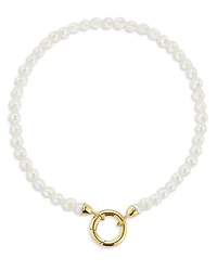 14K Yellow Gold Cultured Freshwater Pearl Circle Clasp Bracelet