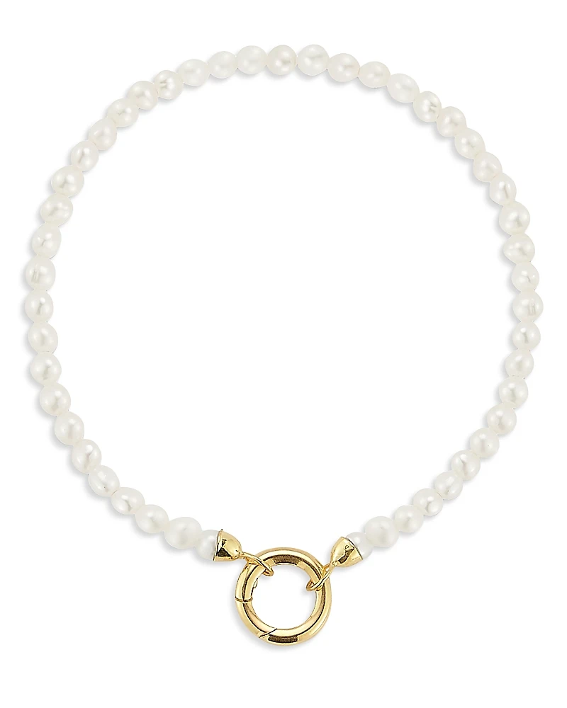 Moon & Meadow 14K Yellow Gold Cultured Freshwater Pearl Circle Clasp Bracelet