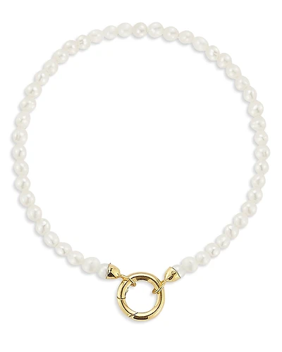 Moon & Meadow 14K Yellow Gold Cultured Freshwater Pearl Circle Clasp Bracelet