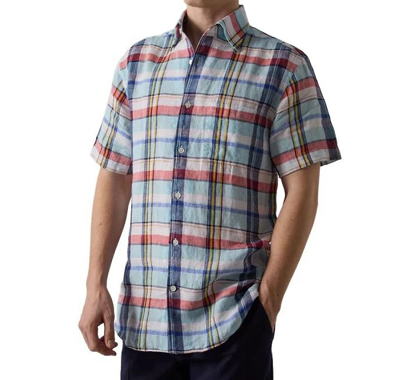 Morgan Plaid Linen Short Sleeve Shirt