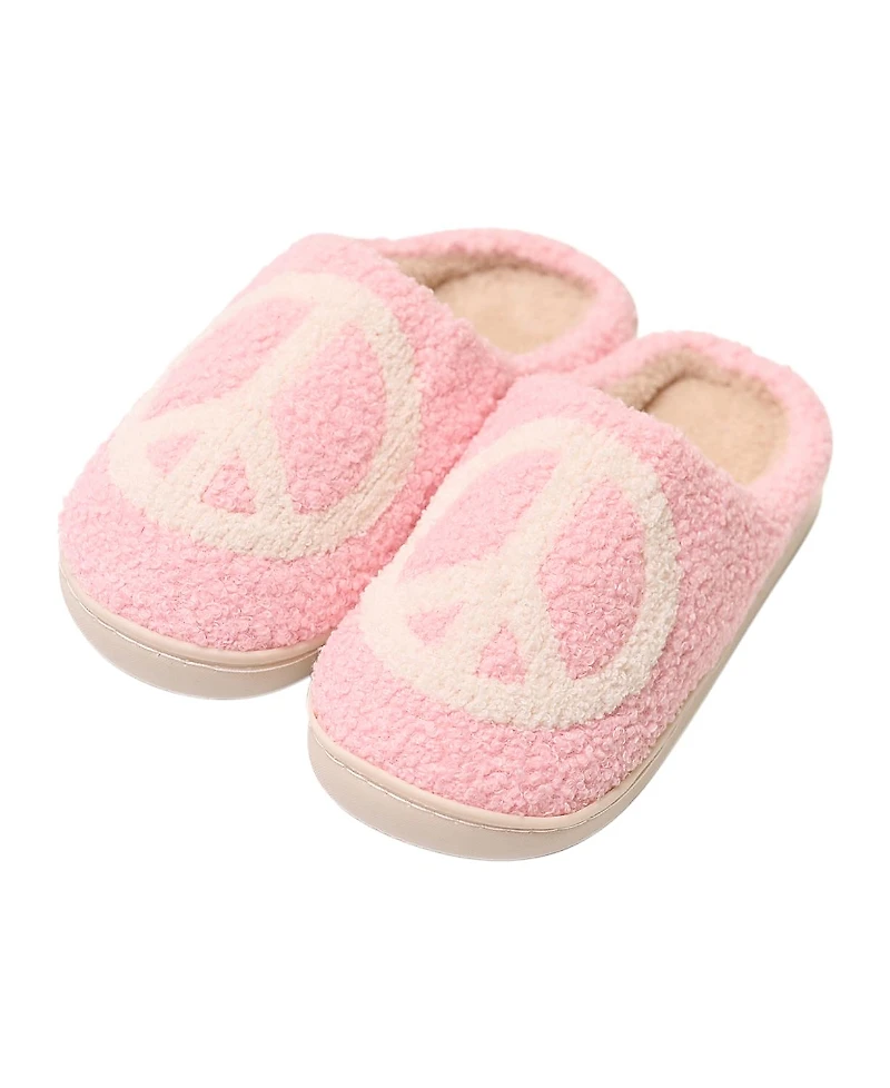Malibu Sugar Girls' Plush Peace Slippers
