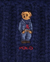 Pom Pom Denim Bear Beanie