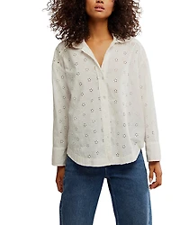 Free People Mae Eyelet Embroidered Shirt