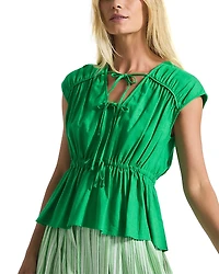 Derek Lam 10 Crosby Caroline Double Tie V Neck Top