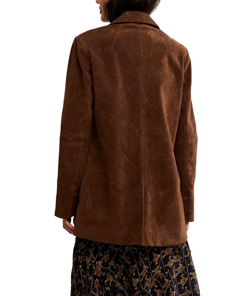 Paper Cut Faux Suede Blazer