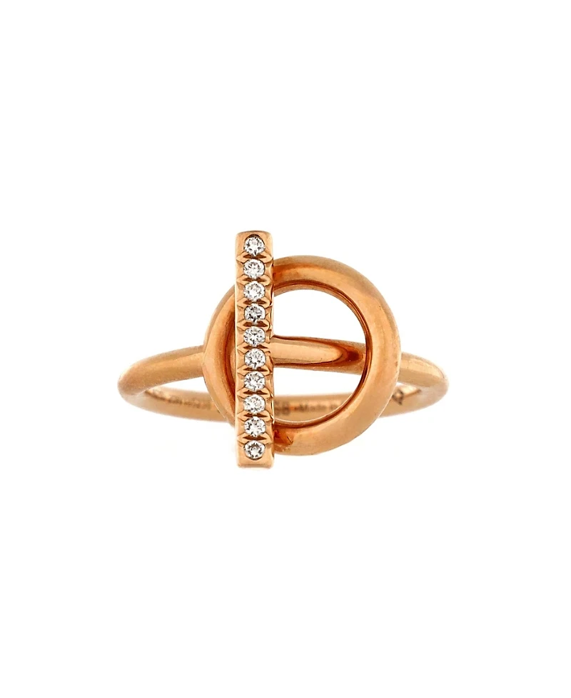 Pre-Owned Hermes Small Echappee Ring 18K Rose Gold and Diamonds