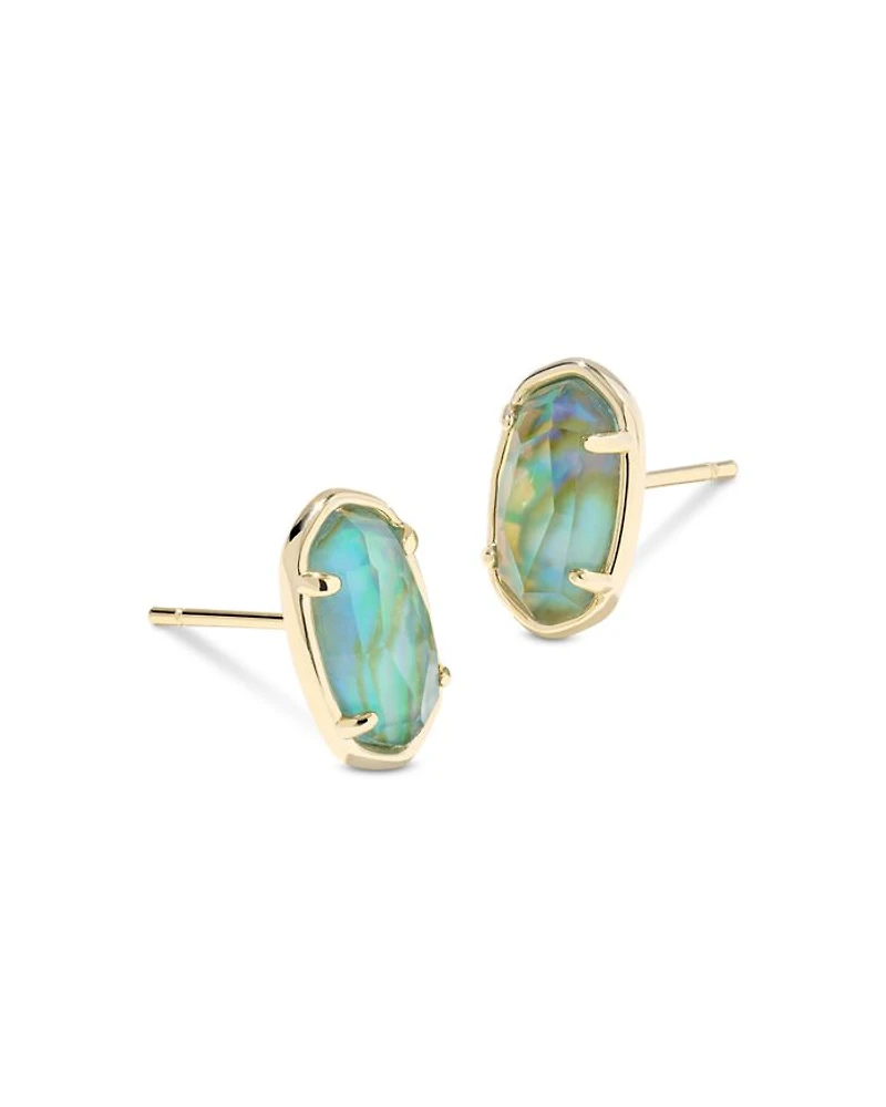 Grayson Stone Stud Earrings 14K Gold Plated