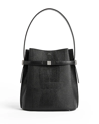 Toteme Belted Lizard-Embossed Bucket Bag