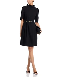 Pleated Stretch Ponte Dress