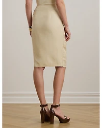 Linen Blend Twill Wrap Skirt