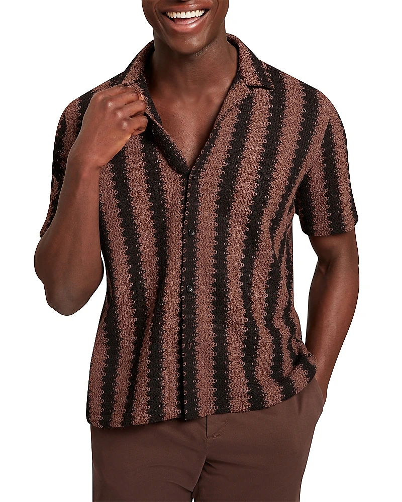 Ted Baker Monier Textured Stripe Relaxed Crochet Shirt