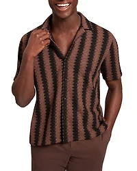Ted Baker Monier Textured Stripe Relaxed Crochet Shirt