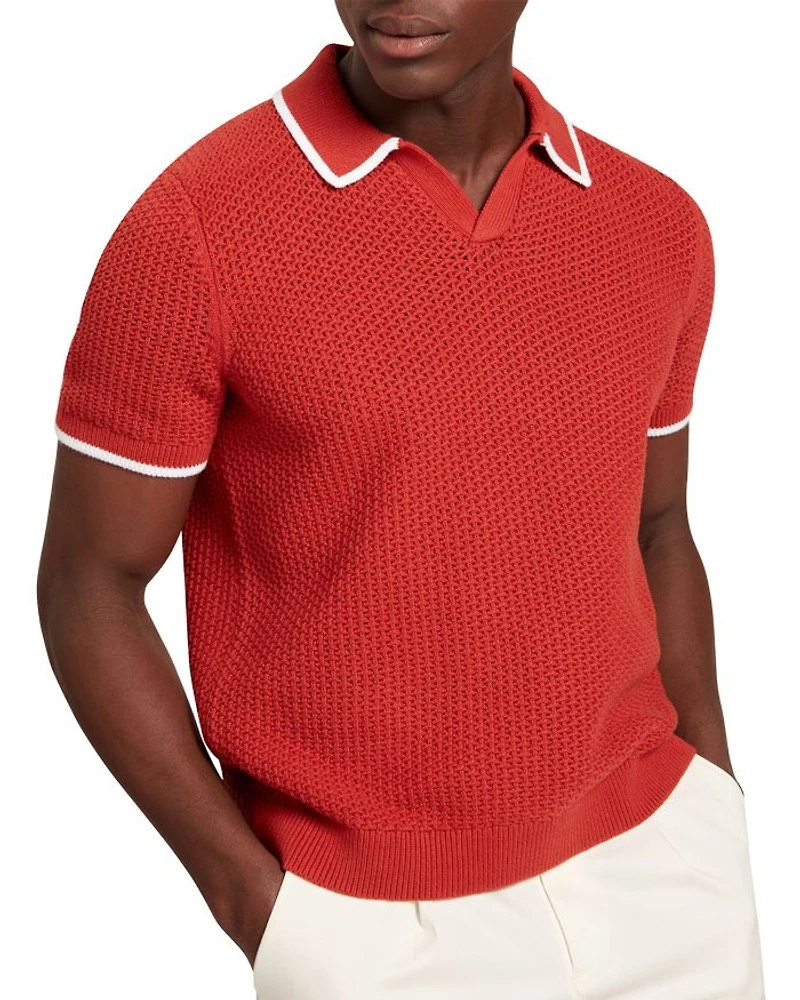 Sachair Textured Knit Open Neck Polo
