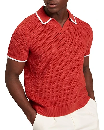 Sachair Textured Knit Open Neck Polo