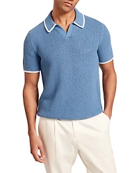 Ted Baker Sachair Textured Knit Open Neck Polo