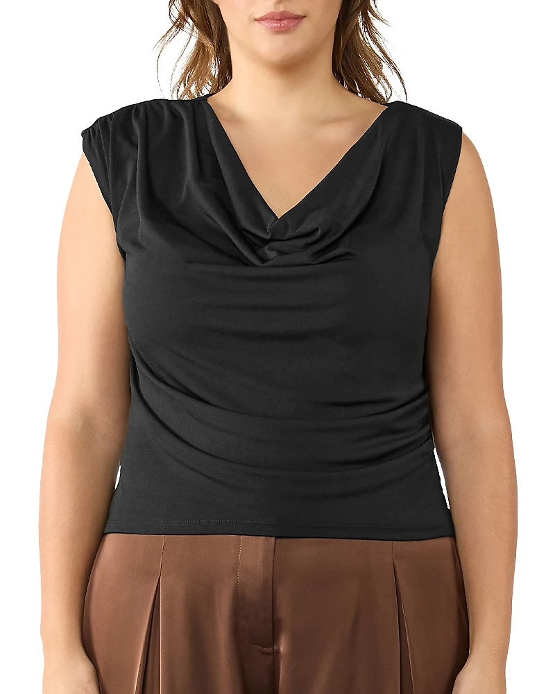Estelle Plus Dune Asymmetric Sleeveless Top