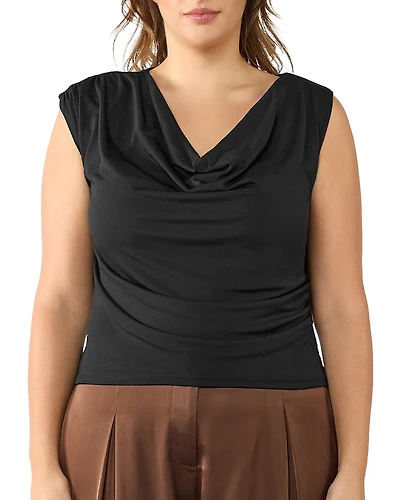Estelle Plus Dune Asymmetric Sleeveless Top