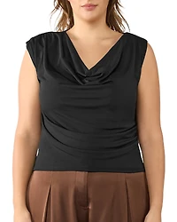 Estelle Plus Dune Asymmetric Sleeveless Top