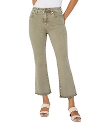 Hannah High Rise Cropped Flare Leg Jeans Mineral Laurel Olive
