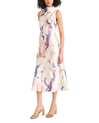High Neck Satin Midi Dress