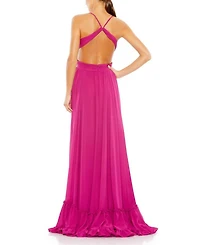 Pleated Tiered Cut Out Sleeveless Gown