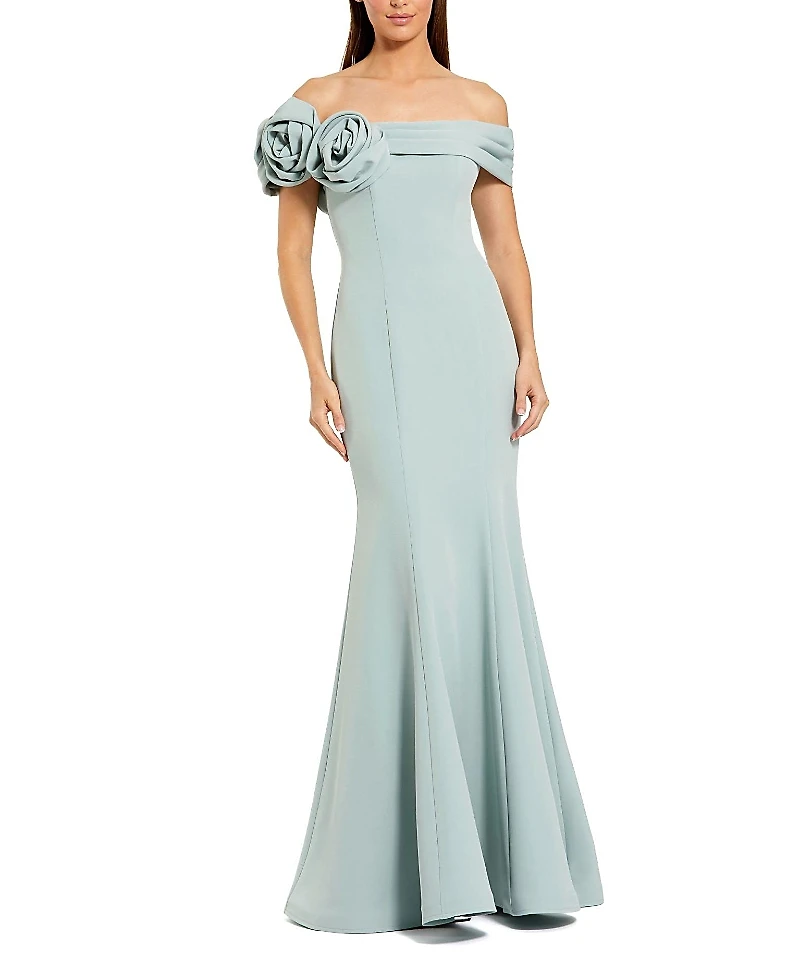 Mac Duggal Off The Shoulder Crepe Mermaid Gown