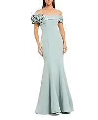 Mac Duggal Off The Shoulder Crepe Mermaid Gown