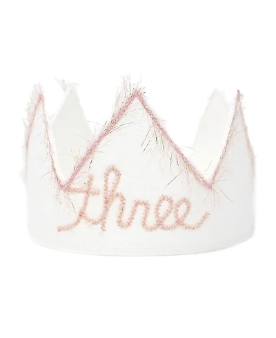 oh baby! Linen "three" Embroidered Crown - Baby, Little Kid
