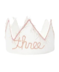 oh baby! Linen "three" Embroidered Crown - Baby, Little Kid