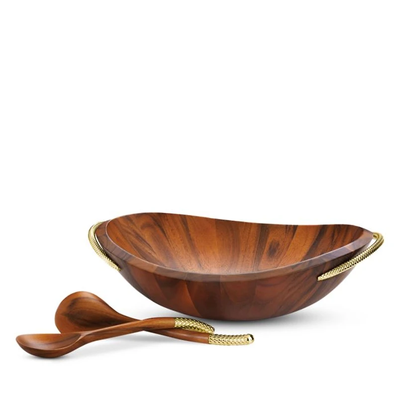Braid Gold Salad Bowl & Servers
