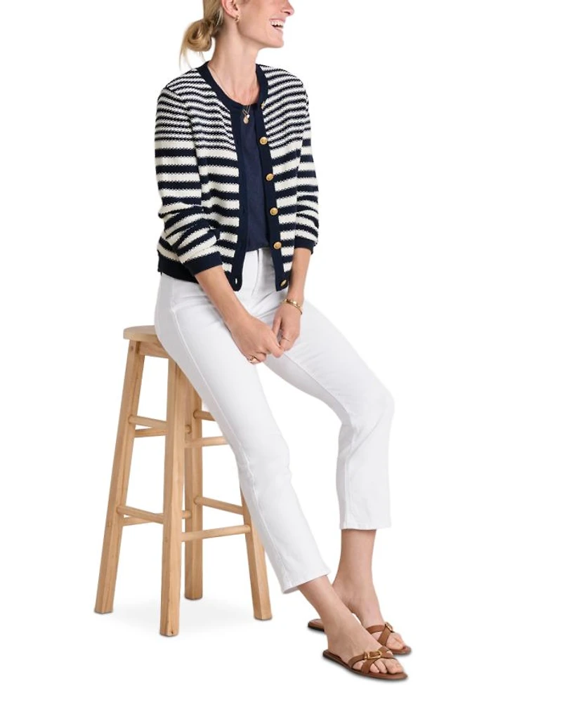Cotton Cashmere Stripe Texture Cardigan