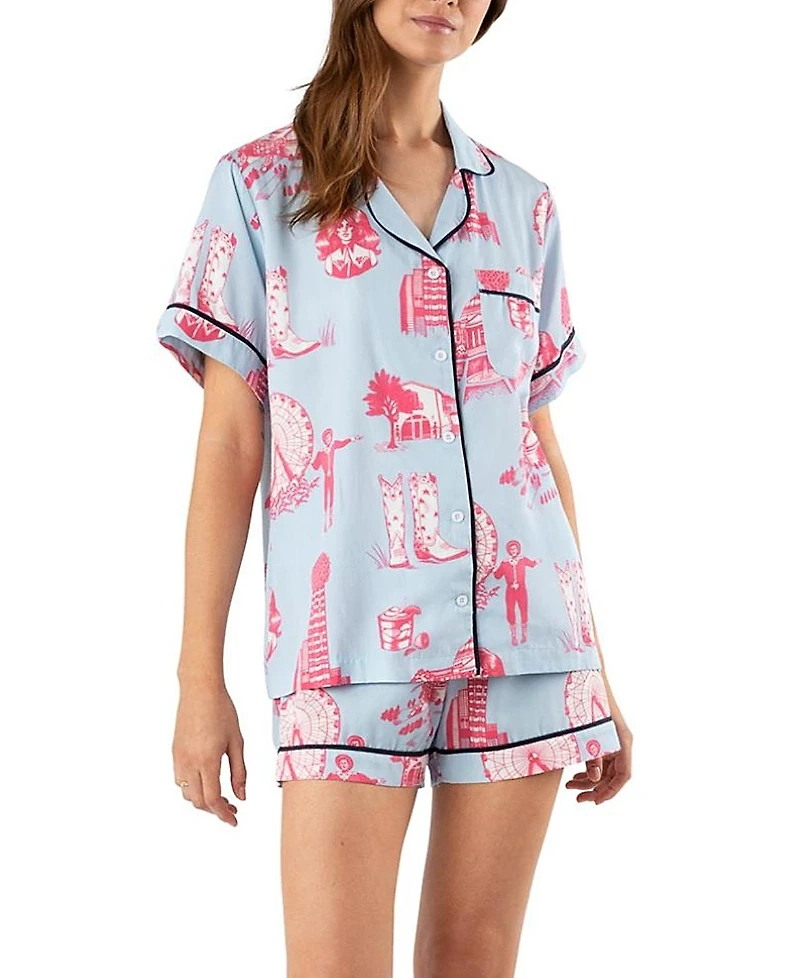 Katie Kime Dallas Toile Pajama Shorts Set