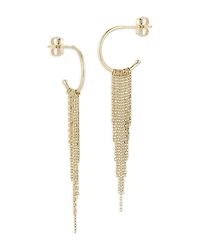 14K Yellow Gold Fringe Hoop Drop Earrings