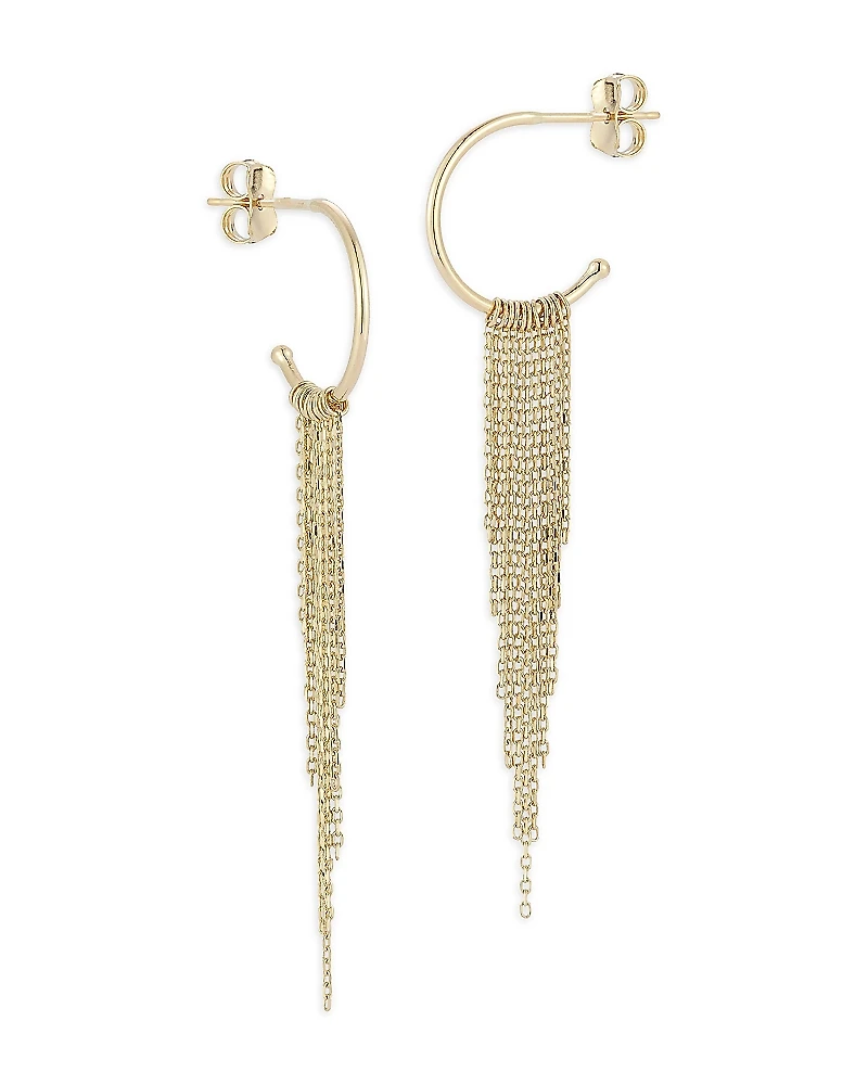 Moon & Meadow 14K Yellow Gold Fringe Hoop Drop Earrings