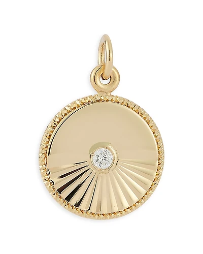 Bloomingdale's Fine Collection Diamond Sunray Medallion Charm Pendant 14K Yellow Gold, 0.05 tcw