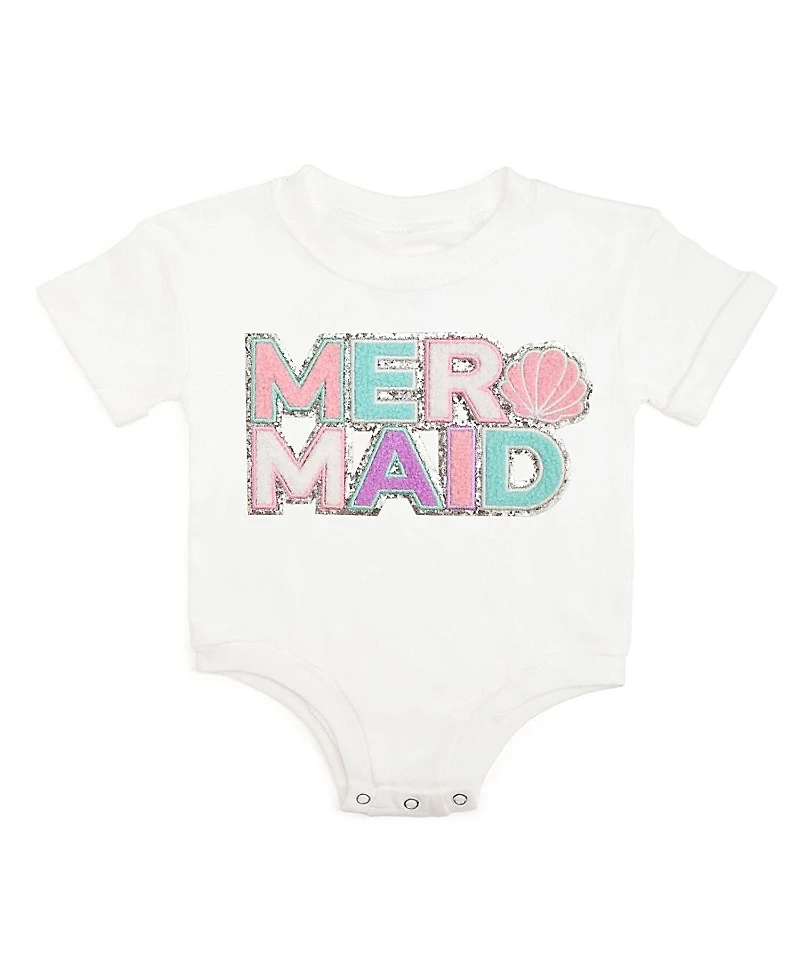 Sweet Wink Girls' Mermaid Patch Short Sleeve Romper - Baby