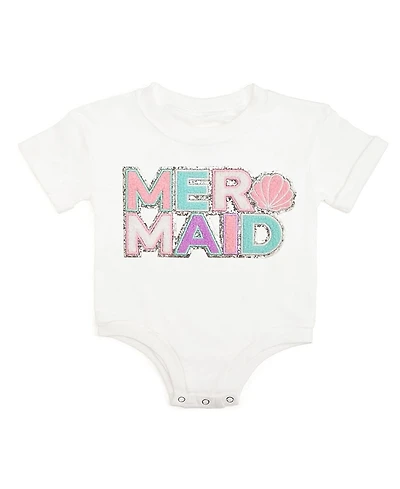 Sweet Wink Girls' Mermaid Patch Short Sleeve Romper - Baby