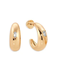 Ettika Baguette Cubic Zirconia Oval Dome Half Hoop Earrings