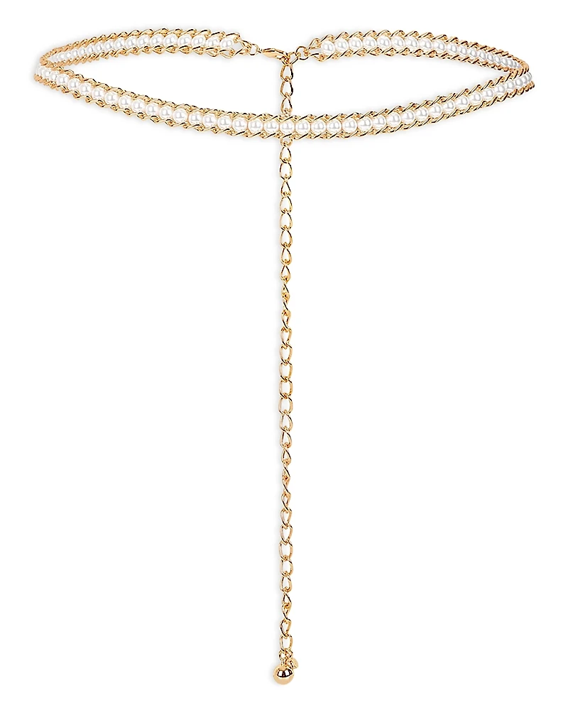 Ettika Imitation Pearl Chain Belt